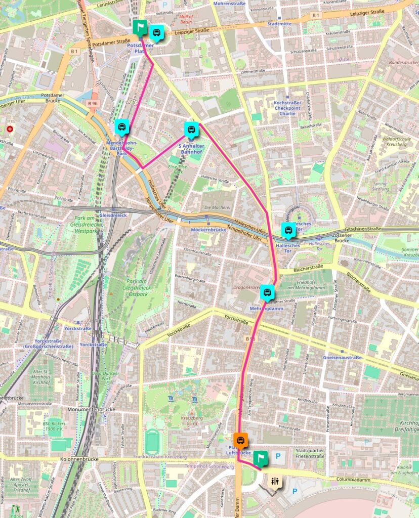 Route der Mieter-Demonstration gegen Mietenwahnsinn am 1.6.2024 in Berlin am Potsdamer Platz 