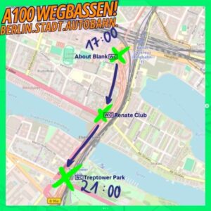 Demo-Route Protestrave A100 wegbassen